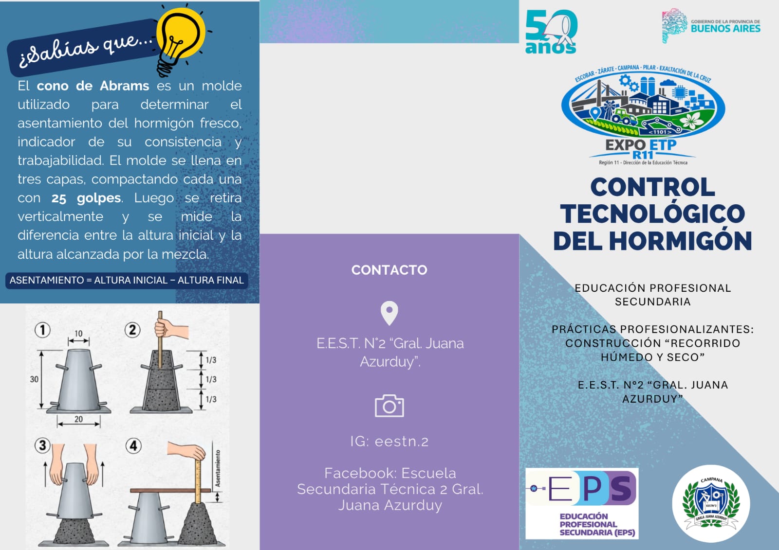 Tríptico Construcción con recorrido húmedo y seco